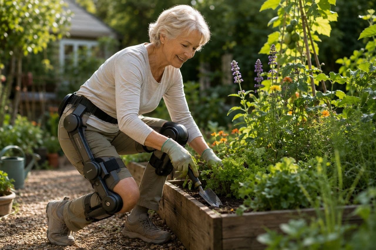 Active ageing — gardening with exoskeleton support